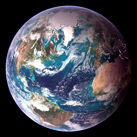 Earth, showing North America and Europe